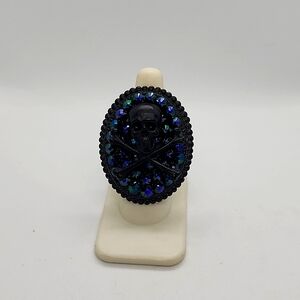 Gasoline GLAMOUR RHINESTONE skull bones charm ring